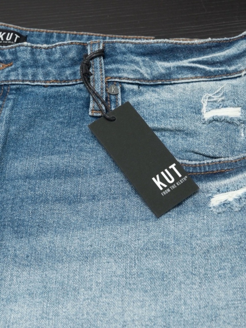 Kut from the Kloth Light Wash Distressed Denim Cutoff Shorts - Picture 4 of 5